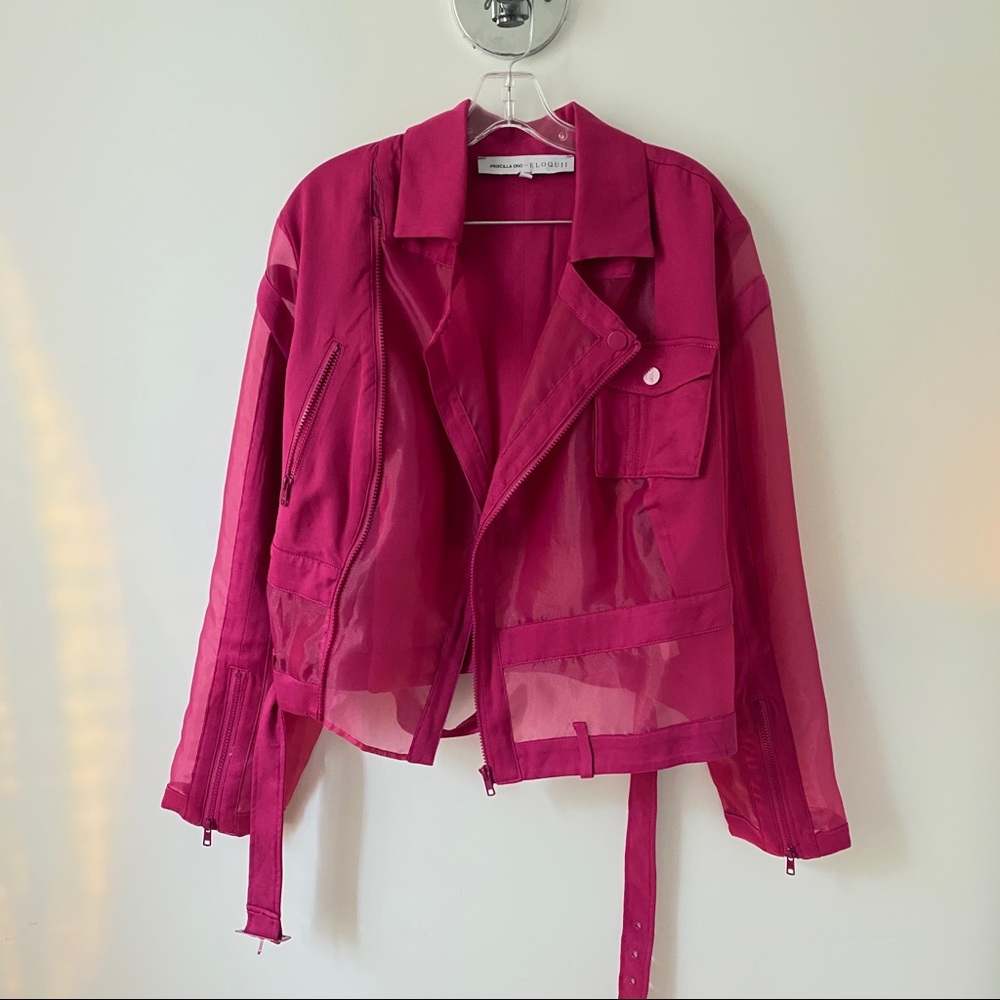 Priscilla Ono x Eloquoii Fuchsia Sheer Jacket
